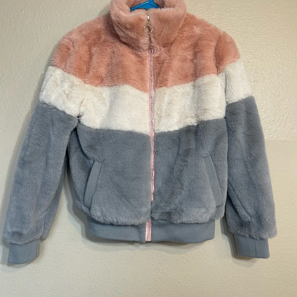 Urban Republic Girls Faux Fur Zip up Bomber Jacket